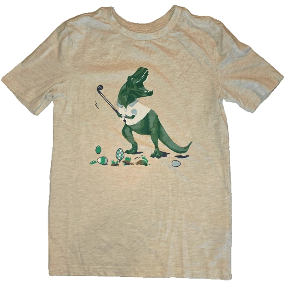EUC Tommy Bahama Kids Golfing Dinosaur Tee - Cream and Green Size M (7/8)